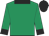 Emerald green, black collar, cuffs and cap