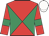 Red and emerald green diabolo, red sleeves, emerald green armlets, white cap