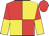 Red and yellow (quartered), halved sleeves, red cap