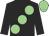 Black, large light green spots, light green cap