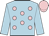 Light blue, pink spots, light blue sleeves, pink cap