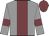 Grey body, garnet stripe, grey arms, garnet armlets, garnet cap
