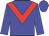 Blue body, red chevron, blue arms, blue cap