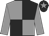Grey body, black quartered, grey arms, black cap, grey star