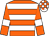 Orange, white hoops and armlets, white and orange check cap