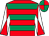 Red & emerald green hoops, red sleeves, white diabolo, red & emerald green quartered cap