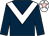 Dark blue, white chevron, white cap, pink star