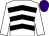 White & black chevrons, white sleeves, purple cap