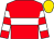RED, WHITE hoop, hooped sleeves, GOLD cap