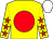 YELLOW, RED disc, YELLOW sleeves, RED stars, WHITE cap