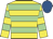 Yellow & light green hoops, royal blue cap