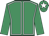 Emerald green, white seams, emerald green sleeves, white star on cap