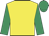 yellow, emerald green sleeves and cap