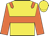 Yellow, orange hoop, epaulets, orange sleeves, yellow cap