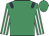 Emerald green, dark blue epaulets, white stripes on sleeves, emerald green cap
