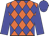 Orange body, big-blue diamonds, big-blue arms, big-blue cap