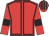 Red, black seams, black armlets on sleeves, black stripes on cap