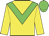 Yellow body, green chevron, yellow arms, green cap