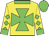 yellow, green maltese cross, checked diamonds sleeves, green collar, cuffs and cap