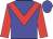 Blue body, red chevron, red arms, blue cap