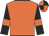 Orange body, black arms, orange armlets, orange cap, black quartered
