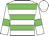 White body, green hooped, white arms, green armlets, white cap
