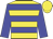 Yellow body, blue hooped, blue arms, yellow cap