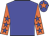 Big-blue body, orange arms, big-blue stars, big-blue cap, orange star