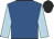 royal blue, light blue sleeves, black cap