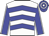White, blue chevrons, blue sleeves, white seams, hooped cap