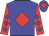 Big-blue body, red diamond, red arms, big-blue diamonds, big-blue cap, red diamond
