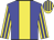 Blue body, yellow stripe, yellow arms, blue striped, yellow cap, blue striped