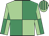 Light green and emerald green quartered, striped cap