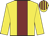 yellow, maroon stripe, striped cap