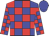 blue and red checked, blue cap