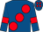 Royal blue, large red spots, armlets and spots on cap