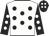 White body, black spots, black arms, white spots, black cap, white spots