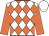 White, orange diamonds, orange sleeves, white cap