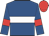 Royal blue, white hoop, royal blue sleeves, red armlets, red cap