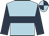 Light blue, dark blue hoop, dark blue sleeves, dark blue & light blue quartered cap