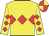 Yellow, red triple diamond, red diamonds on sleeves, quartered cap
