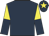 Dark blue, yellow halved sleeves, yellow star on cap