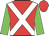 Red, white cross sashes, green sleeves, red cap