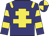 navy, yellow cross of lorraine, yellow epaulets, navy sleeves, yellow hoops, quartered cap