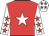 red, white star, white sleeves, red stars, white cap, red stars