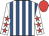 White, royal blue stripes, red stars on sleeves, red cap