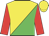 Yellow and Lime Green halved diagonally, Red sleeves, Yellow cap
