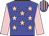Blue, pink stars, pink sleeves, blue and pink striped cap