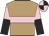 light brown, pink hoop, pink and black halved sleeves, pink and black quartered cap