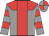 grey, red yoke, red stripe, grey sleeves, red hoops, quartered cap